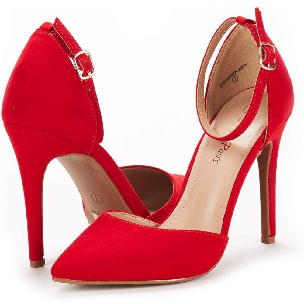 Dream Paris Women's Oppointed-Lacey Pump Shoe Red Suede